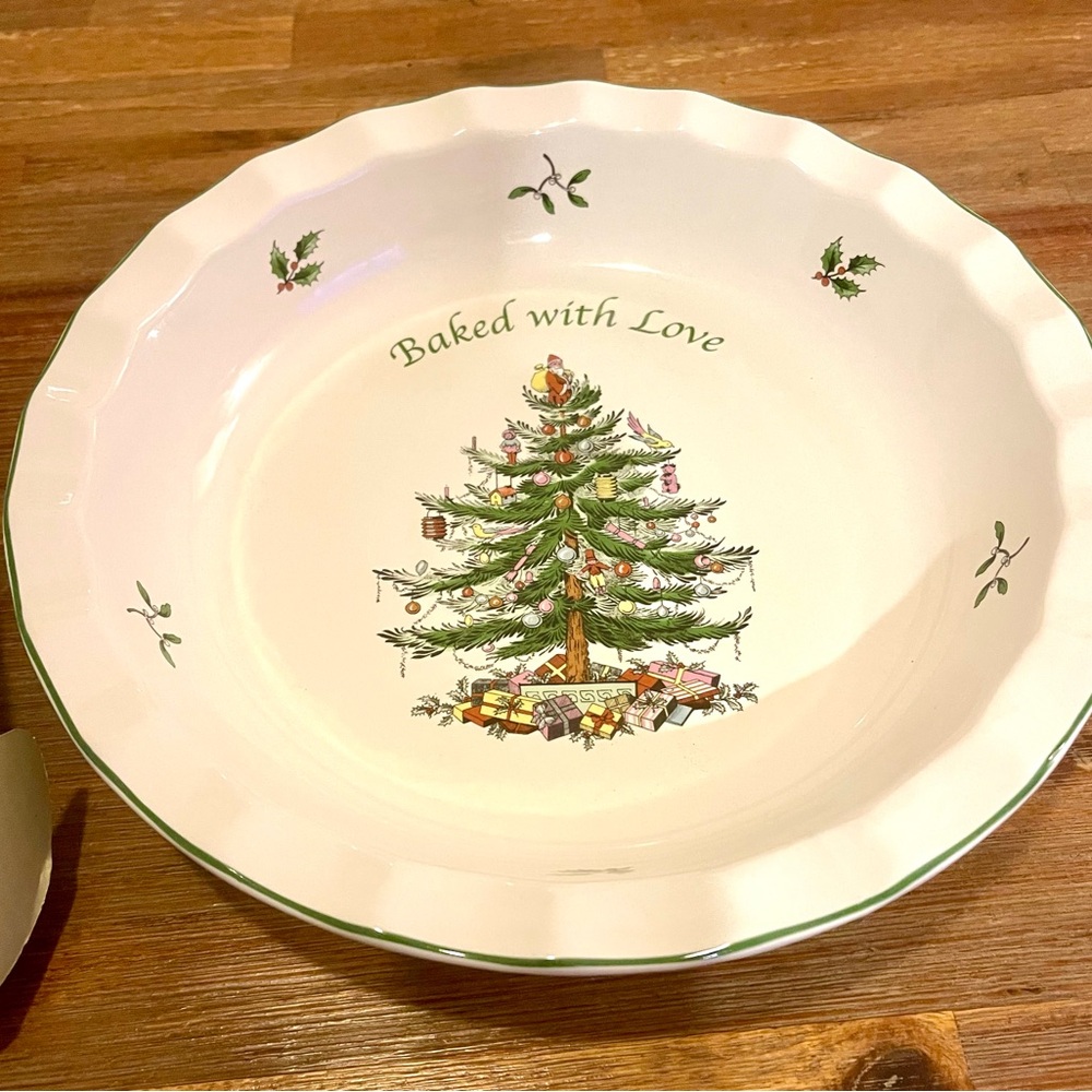 Spode Christmas Tree “Baked with Love” Pie Dish (new in box)